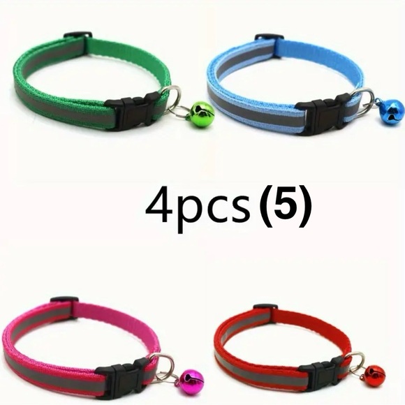 Brand New Reflective Pet Collar with Bell for Cats and Dogs (4 pcs) - Picture 8 of 16